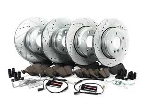 ES#3477769 - K5765-26 - Z26 Street Warrior Brake Kit - Front and Rear - Includes performance drilled and slotted rotors and Power Stop's Extreme Carbon-Fiber Ceramic pads. - Power Stop - BMW