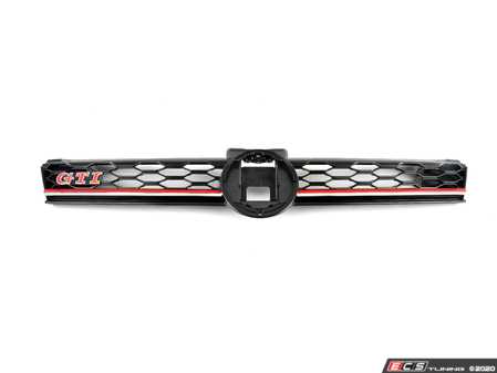 ES#3649321 - 5G0853651CMCEE - MK7.5 GTI Radiator Grille  - Gloss black honeycomb with "Tornado Red" strip with "GTI" badge. VW badge sold separately. - Genuine Volkswagen Audi - Volkswagen