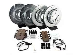 ES#3477766 - K5737-26 - Z26 Street Warrior Brake Kit - Front and Rear - Includes performance drilled and slotted rotors and Power Stop's Extreme Carbon-Fiber Ceramic pads. - Power Stop - BMW