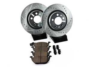 ES#3157864 - K839 - Power Stop Z23 Evolution Sport Front Brake Kit (280mm) - A performance front axle upgrade featuring drilled & slotted rotors and low-dust carbon-fiber ceramic pads. - Power Stop - Volkswagen