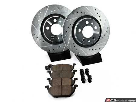 ES#3157864 - K839 - Power Stop Z23 Evolution Sport Front Brake Kit (280mm) - A performance front axle upgrade featuring drilled & slotted rotors and low-dust carbon-fiber ceramic pads. - Power Stop - Volkswagen