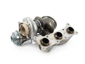 ES#4044959 - 11657649297 - Turbocharger With Manifold - Rear Position - Replacement factory turbocharger for cylinders 4-6. No core charge! - Mitsubishi Turbocharger - BMW