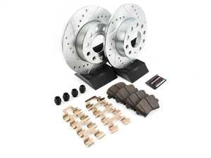 ES#3157027 - K4627 - Power Stop Z23 Evolution Sport Rear Brake Kit (260mm) - A performance rear axle upgrade featuring precision cross-drilled & slotted solid rotors, low-dust carbon-fiber ceramic pads, and a premium stainless steel hardware kit. - Power Stop - Volkswagen