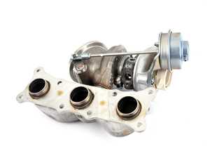 ES#4044958 - 11657649296 - Turbocharger With Manifold - Front Position - Replacement factory turbocharger for cylinders 1-3. No core charge! - Mitsubishi Turbocharger - BMW