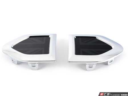 ES#4405459 - 51135A43E93 - Trim Cover Set With Pad - Night Jack  - These insert into the the side scuttle turn signal light as a decor upgrade, Matte Black updated where chrome was. - Genuine MINI - MINI