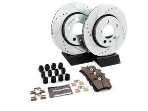 ES#3990468 - K920-26 - Power Stop Z26 Extreme Street Warrior Rear Brake Kit (256mm) - A direct-fit upgrade with drilled & slotted zinc-plated rotors and extreme-performance carbon-fiber ceramic pads. - Power Stop - Audi Volkswagen
