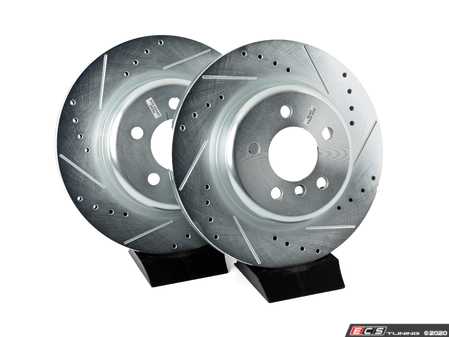 ES#3477500 - EBR1235XPR - Evolution Tru-Cast Drilled And Slotted Rotor Pair - Rear (330x20) - Performance rotors built to cool quickly and prevent corrosion for years of rough us and abuse. - Power Stop - BMW