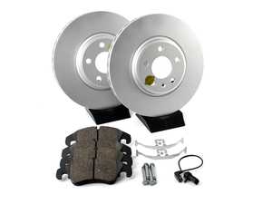 ES#3146799 - ESK5752 - Power Stop Euro-Stop Premium Front Brake Kit (320mm) - A premium OE-equivalent front axle upgrade featuring ECE-R90 certified brake pads, genuine Geomet coated high-carbon smooth rotors, and an integrated electronic wear sensor. - Power Stop - Audi