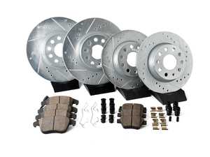 ES#3157373 - K5803 - Power Stop Z23 Evolution Sport Front & Rear Brake Kit (312mm/272mm) - A performance complete 4-wheel upgrade featuring precision cross-drilled & slotted rotors and low-dust carbon-fiber ceramic pads. - Power Stop - Volkswagen