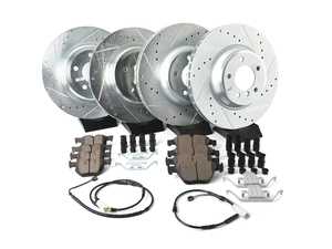 ES#3157790 - K7021 - Z23 Evolution Sport Brake Kit - Front and Rear - Includes drilled and slotted rotors, carbon fiber infused ceramic brake pads, and all new premium hardware. - Power Stop - BMW