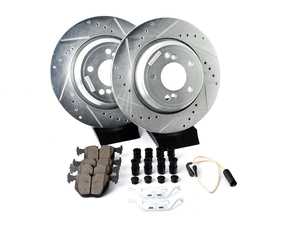 ES#3157349 - K5731 - Z23 Evolution Sport Brake Kit - Rear - Includes drilled and slotted rotors, carbon fiber infused ceramic brake pads, and all new premium hardware. - Power Stop - BMW