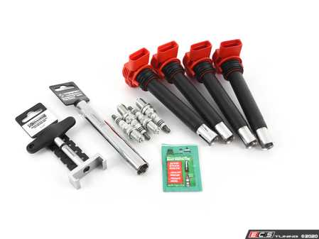 ES#4349867 - 06e905115fKT7 -  Ignition Service Kit - With Service Tools - Includes four Bosch red coil packs and four NGK iridium spark plugs (BKR8EIX - One heat range colder) - Assembled By ECS - Audi Volkswagen