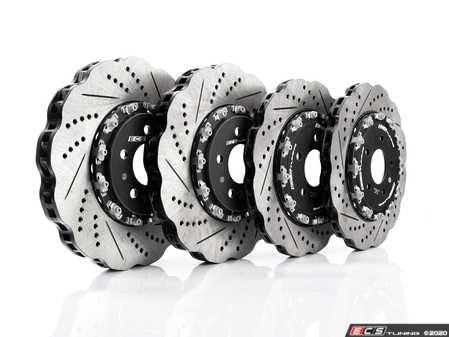 ES#4056678 - 023940ecs02ktKT - Front & Rear 2-Piece Scalloped Brake Rotor Kit - No Pads - Direct bolt-on upgrade to Tru-Float scalloped style rotors. Up to 20% less weight! - ECS - Audi