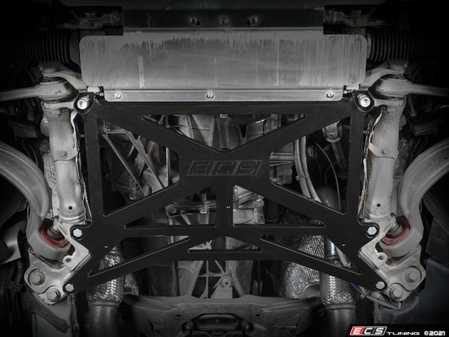 ES#4220368 - 004802la01aKT - Billet X-Brace - Black - Audi B8.5/Porsche Macan - Improve steering feel and handling! - ECS - Audi Porsche