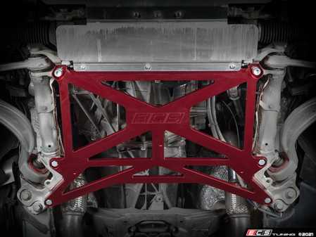 ES#4220371 - 004802LA01AKT4 - Billet X-Brace - Red - Audi B8 - Improve steering feel and handling! - ECS - Audi