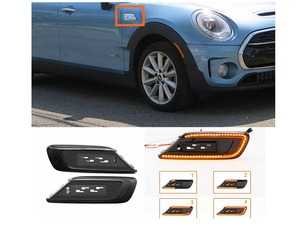 ES#4352820 - V-173321LG - Smoked Lens Amber Flash LED Turn Signal Set - Dynamic Flash  - Replaces the stock turn signals with LEDS - Vinstar - MINI
