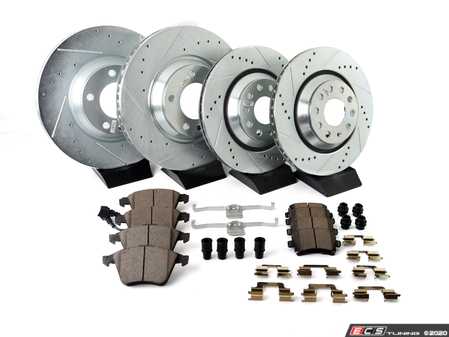 ES#3157251 - K5471 - Power Stop Z23 Evolution Sport Front & Rear Brake Kit (345mm/310mm) - A performance complete 4-wheel upgrade featuring drilled & slotted rotors and low-dust carbon-fiber ceramic pads. - Power Stop - Volkswagen