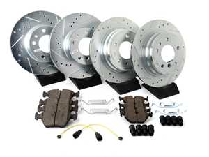 ES#3477789 - K7335-26 - Z26 Street Warrior Brake Kit - Front and Rear - Includes performance drilled and slotted rotors and Power Stop's Extreme Carbon-Fiber Ceramic pads. - Power Stop - BMW