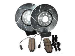 ES#3157882 - K886 - Power Stop Z23 Evolution Sport Front Brake Kit (320mm) - A performance front-wheel brake upgrade featuring drilled & slotted rotors and low-dust carbon-fiber ceramic pads. - Power Stop - Audi