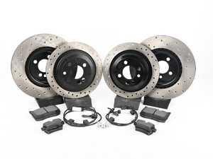 ES#2597603 - 34116855781XSKKT - Performance Front & Rear Brake Service Kit - JCW - (NO LONGER AVAILABLE) - Featuring ECS V4 Drilled rotors and Hawk HPS pads - Assembled By ECS - 