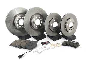 ES#3160215 - KOE916 - Autospecialty Daily Driver Brake Service Kit - Front & Rear (312x25/256x22) - Stock replacement brake kit with hardware, featuring OE replacement brake rotors and high performance Evolution ceramic pads - Power Stop - Audi Volkswagen