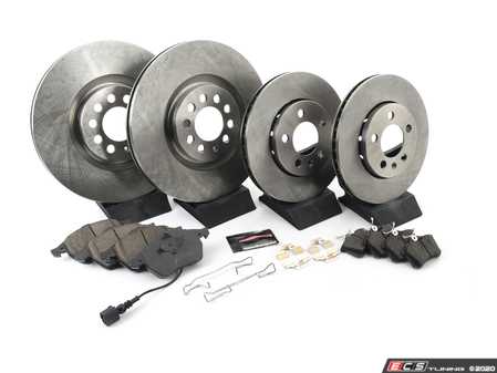 ES#3160215 - KOE916 - Autospecialty Daily Driver Brake Service Kit - Front & Rear (312x25/256x22) - Stock replacement brake kit with hardware, featuring OE replacement brake rotors and high performance Evolution ceramic pads - Power Stop - Audi Volkswagen