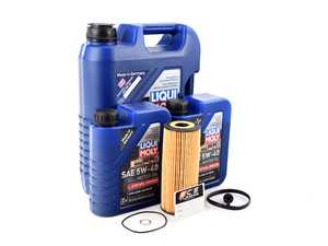 ES#1885280 - 32A4PRMOIL -  Oil Service Kit - Premium  - Includes Hengst oil filter, drain plug/washer, and 7 liters of LIQUI MOLY Voll-Synthese 5w-40 oil - Assembled By ECS - Audi