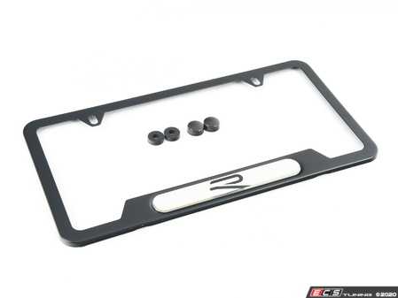 ES#4317351 - 5H0071801 - R-Line Plate Frame - Black - Black stainless frame featuring the NEW R-Line logo - Genuine Volkswagen Audi - Volkswagen