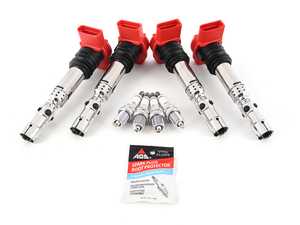 ES#4265462 - 06C905115KT - Ignition Service Kit - Includes four genuine red coil packs and spark plugs. - Genuine Volkswagen Audi - Audi Volkswagen