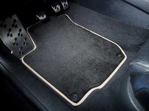 ES#2200653 - 1J0898902 - Floor Mat Set - Black / Beige Piping - Oval Retainers - (NO LONGER AVAILABLE) - Factory Fit Without the Factory Price - Schwaben - 