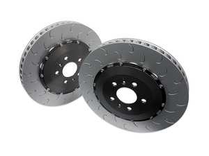 ES#4362077 - 034-301-2005 - 2-Piece Floating Rear Brake Rotor Upgrade Kit (356x32) - Direct replacement rotors that reduce rotational mass and feature J-Slots for less noise but same benefits as conventional slots - 034Motorsport - Audi