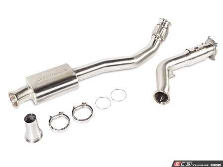 ES#4362343 - UH014-EXA -  3-inch Downpipe With High Flow Catalytic Converter - Featuring 3-inch T304 Stainless Steel Mandrel Bent Tubing - Unitronic - Audi