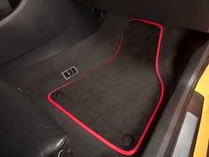 ES#2200726 - 8D0898016 - Floor Mat Set - Black / Red Piping - Round Retainers - Factory Fit Without the Factory Price - Schwaben - 