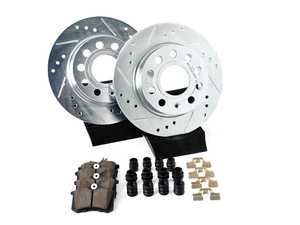ES#3157336 - K5671 - Power Stop Z23 Evolution Sport Rear Brake Kit (253x10) - A performance rear-wheel brake upgrade featuring drilled & slotted solid rotors and low-dust carbon-fiber ceramic pads. - Power Stop - Volkswagen