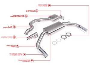 ES#4362383 - UH028-EXA - 3" Cat-Back Exhaust - Resonated  - 3-inch T304 Stainless Steel Mandrel Bent Tubing - Unitronic - Audi