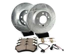 ES#3989914 - K4554-26 - Power Stop Z26 Street Warrior Front Brake Kit (330x32) - A complete performance front brake upgrade featuring drilled & slotted rotors and high-performance carbon-fiber ceramic pads. - Power Stop - Volkswagen Porsche