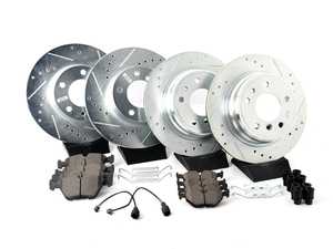 ES#3477728 - K392-26 - Z26 Street Warrior Brake Kit - Front and Rear - Includes performance drilled and slotted rotors and Power Stop's Extreme Carbon-Fiber Ceramic pads. - Power Stop - BMW