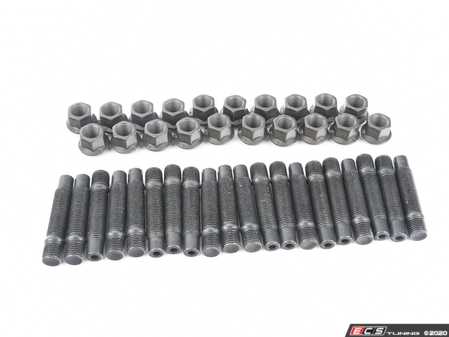 ES#3552552 - LS064545R14 - Competition Wheel Stud Conversion Kit - Steel Ball Seat Nuts - 45mm Front / 45mm Rear - Set of 20 Black Zinc coated studs and steel R14 ball seat lug nuts - Rennline - Porsche