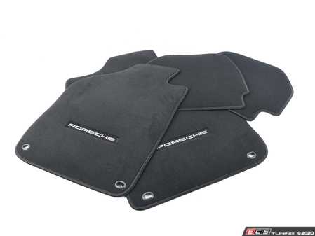 ES#3194185 - 0000432025070E - Black Floor Mats - Set of Four - Features Porsche script embroidered on front two mats - Genuine Porsche - Porsche