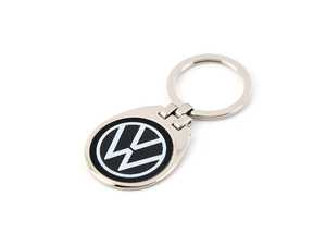 ES#4351626 - DRG008931 - VW Keychain - Features VW logo screen printed on leatherette in white and polished metal - Genuine Volkswagen Audi - Volkswagen