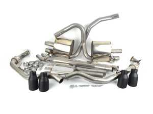 ES#3240918 - SSXAU641 - Cat-Back Exhaust System - Resonated With Exhaust Valves - 2.50" stainless steel with quad GT-100 Cerakote black tips - Milltek Sport - Audi