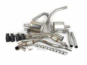 ES#3493658 - SSXAU686 - Cat-Back Exhaust System - Non-Resonated With Valves - 2.50" stainless steel with quad GT100 cerakote black tips - Milltek Sport - Audi