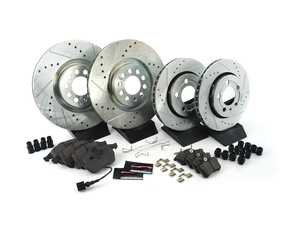 ES#3157897 - K916 - Power Stop Z23 Evolution Sport Front & Rear Brake Kit (312x25/256x22) - A high-performance complete 4-wheel upgrade featuring precision cross-drilled & slotted rotors, low-dust carbon-fiber ceramic pads, and an integrated front electronic wear sensor. - Power Stop - Volkswagen