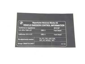 ES#2537705 - 71228517186 - Exhaust Emissions Label - Genuine BMW - BMW