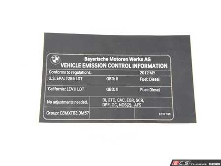 ES#2537705 - 71228517186 - Exhaust Emissions Label - Genuine BMW - BMW