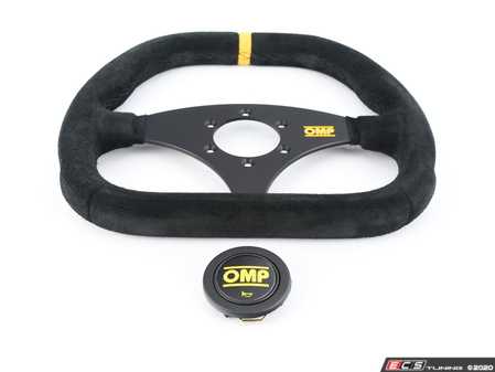 ES#3192156 - OD/1985 - Kubic Racing Steering Wheel - Black/Yellow Suede - Universal sport steering wheel with a 310x265mm diameter. - OMP - BMW