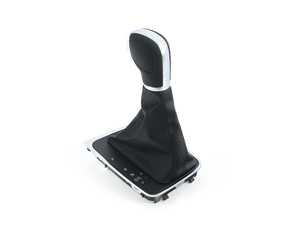 ES#2743780 - 5G1713203JUMF - DSG Shift Knob - Leather - Black/Aluminum - Includes the shift knob, boot, and bezel - Genuine Volkswagen Audi - Volkswagen