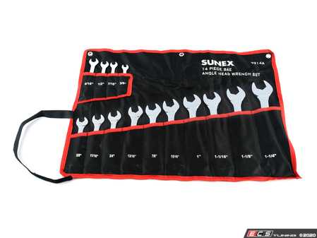 ES#4349402 - 9914A - 14 Pc. Full Polish SAE Angle Head Wrench Set - Radius V-Groove design creates an anti-slip while also preventing round-off. - Sunex - Audi BMW Volkswagen Mercedes Benz MINI Porsche