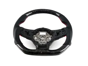 GTI/GLI Forged Carbon Fiber Steering Wheel - Perforated Leather with Red Stitching