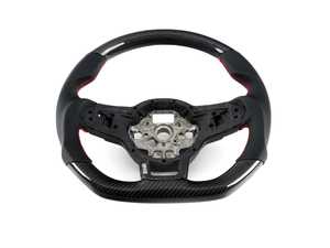 ES#4376015 - 000235LA01 - GTI/GLI Carbon Fiber Steering Wheel - Perforated Leather with Red Stitching - 2x2 twill carbon fiber weave with perforated leather grips and red stitching make for a beautiful and functional replacement wheel! - ECS - Volkswagen